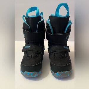Burton Mini-Grom Kids Snowboard Boots in Black/Blue/Gray, Size 12C